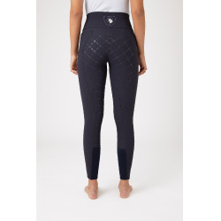 Pantalon à fond peau Désirée silicone et taille haute femme Horze Bleu marine foncé
