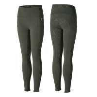 Leggings d'équitation de compression à fond intégral Gillian pour enfant Horze Vert kaki beetle