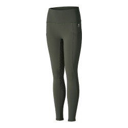 Leggings d'équitation de compression à fond intégral Gillian pour enfant Horze Vert kaki beetle Leggings d'équitation de compression à fond intégral Gillian pour enfant Horze Vert kaki beetle