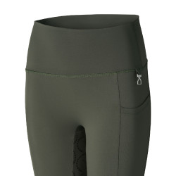 Leggings d'équitation de compression à fond intégral Gillian pour enfant Horze Vert kaki beetle Leggings d'équitation de compression à fond intégral Gillian pour enfant Horze Vert kaki beetle