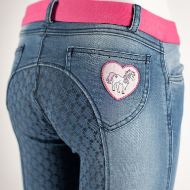 Pantalon d'équitation Jean Fond intégral silicone Poppy enfant Horze Pantalon d'équitation Jean Fond intégral silicone Poppy enfant Horze