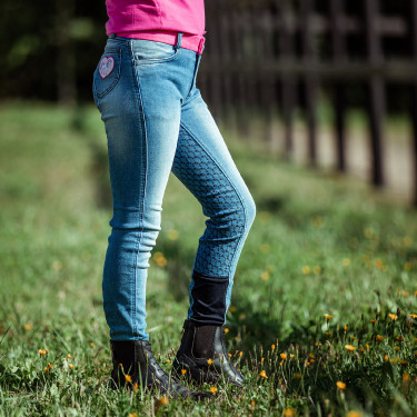 Pantalon d'équitation Jean Fond intégral silicone Poppy enfant Horze Pantalon d'équitation Jean Fond intégral silicone Poppy enfant Horze