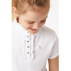 Polo de concours manches courtes à volants Christel enfant Horze Blanc Polo de concours manches courtes à volants Christel enfant Horze Blanc