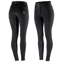 Pantalon d'équitation taille haute Tara silicone fond intégral femme Horze Noir