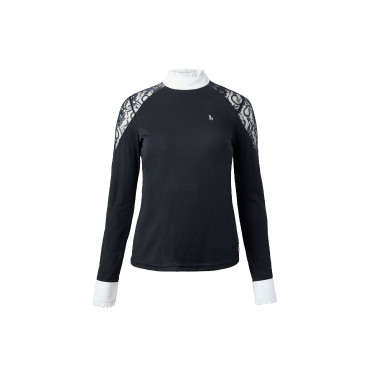 Polo de concours en dentelle à manches longues Sylvie Horze Bleu marine foncé