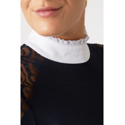 Polo de concours en dentelle à manches longues Sylvie Horze Bleu marine foncé