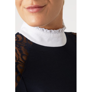 Polo de concours en dentelle à manches longues Sylvie Horze Bleu marine foncé