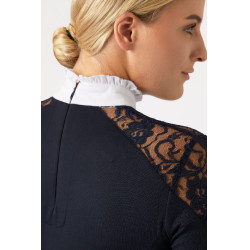 Polo de concours en dentelle à manches longues Sylvie Horze Bleu marine foncé
