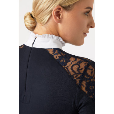 Polo de concours en dentelle à manches longues Sylvie Horze Bleu marine foncé