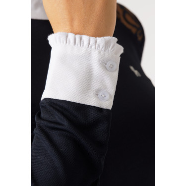 Polo de concours en dentelle à manches longues Sylvie Horze Bleu marine foncé