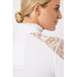 Polo de concours en dentelle à manches longues Sylvie Horze Blanc Polo de concours en dentelle à manches longues Sylvie Horze Blanc