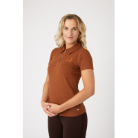 Polo Amy coton extensible manches courtes femme Horze Tabac Marron Polo Amy coton extensible manches courtes femme Horze Tabac Marron