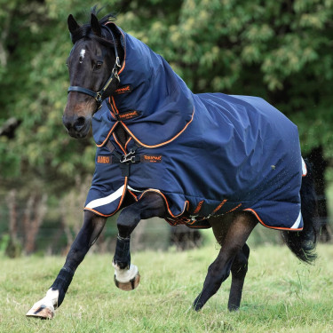 Couverture Horseware Rambo Supreme 1000D Turnout 50g Marine / orange Bleu