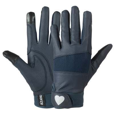 Gants Horze imprimé cœur scintillant enfant Bleu marine foncé