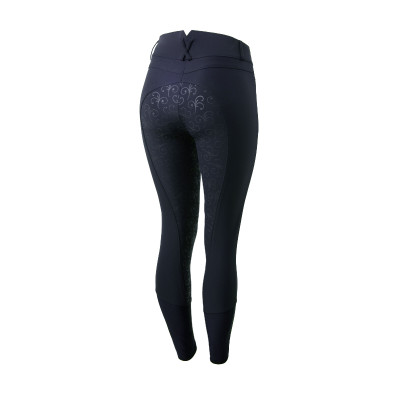 Pantalon Horze légér fond intégral silicone extensible Angelina femme Bleu marine foncé