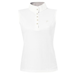 Polo Equithème Mesh Colours SM Blanc /marron / blanc Polo Equithème Mesh Colours SM Blanc /marron / blanc