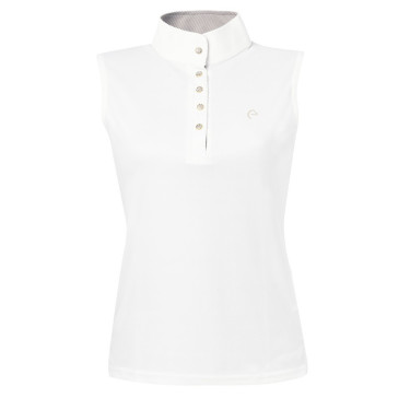 Polo Equithème Mesh Colours SM Blanc /marron / blanc Polo Equithème Mesh Colours SM Blanc /marron / blanc