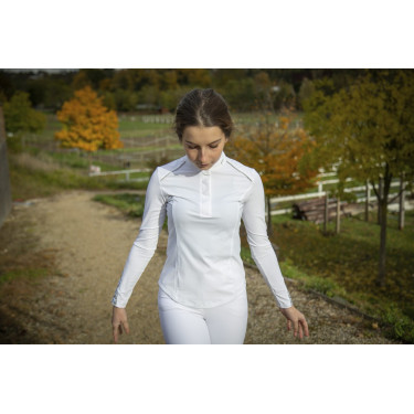 Polo Pénélope Anais manches longues Blanc Polo Pénélope Anais manches longues Blanc