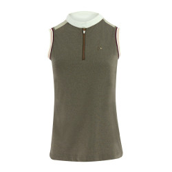 Polo femme Equithème Smoff sans manches Fer Beige