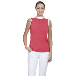 Polo femme Equithème Smoff sans manches Fuchsia Rose