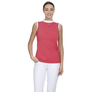 Polo femme Equithème Smoff sans manches Fuchsia Rose