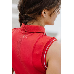 Polo Equithème Sarah sans manches Cerise Rouge