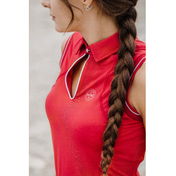 Polo Equithème Sarah sans manches Cerise Rouge
