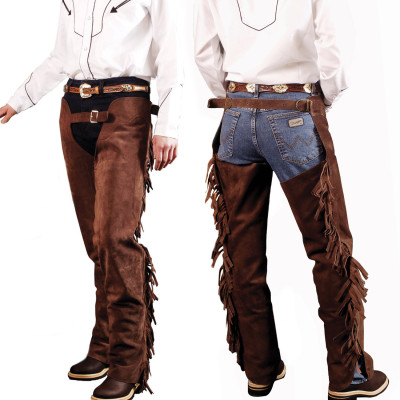 Chaps western Lakota en daim à franges Marron