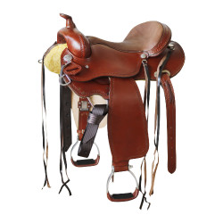 Selle western trail manteau rond full quarter 8020 Noisette Marron