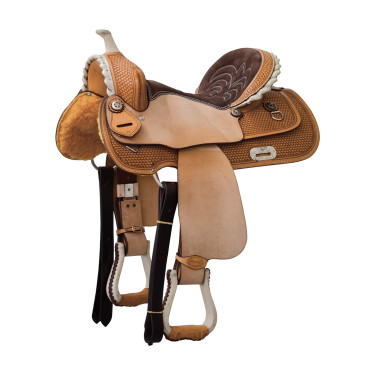 Selle western barrel Denver Arabian manteau carré avec siège coloré Selle western barrel Denver Arabian manteau carré avec siège coloré
