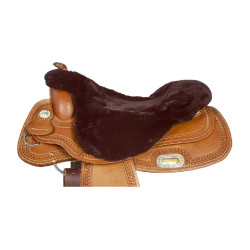 Couvre-siège western mouton Marron