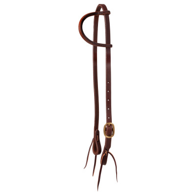 Bridon western 1 oreille Pool's cuir huilé cuir rond boucle en laiton Marron