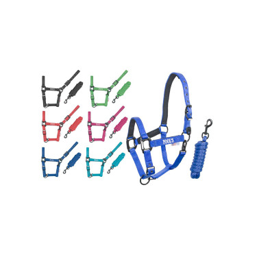 Licol Pool's nylon boucles noires avec longe Licol Pool's nylon boucles noires avec longe