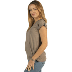 T-Shirt femme Janina Flags & Cup Taupe Marron T-Shirt femme Janina Flags & Cup Taupe Marron