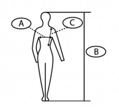 Illustration du guide des tailles pour Gilet airbag équitation Spark