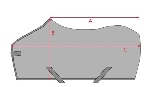 Illustration du guide des tailles pour Couverture cheval Tommy Hilfiger Equestrian