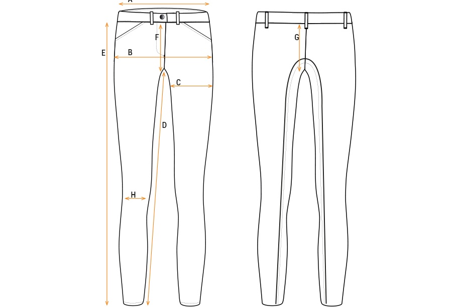 Illustration du guide des tailles pour Pantalon femme Equestro