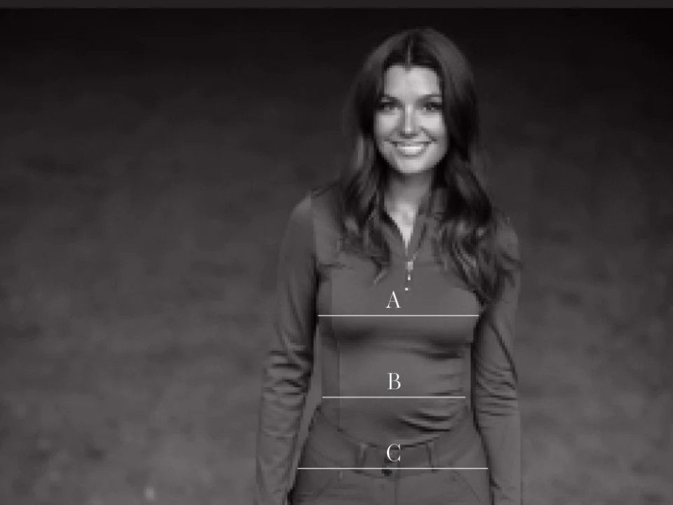 Illustration du guide des tailles pour Polos, tee-shirts et chemises Equestrian Stockholm