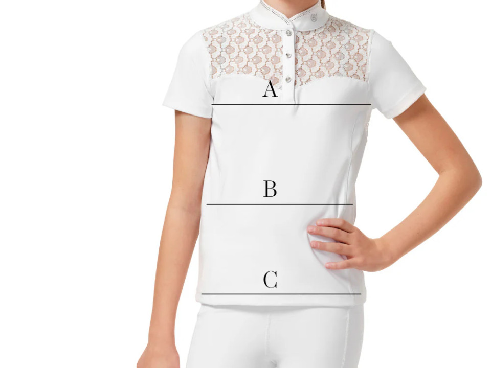 Illustration du guide des tailles pour Polos, tee-shirts et chemises Equestrian Stockholm