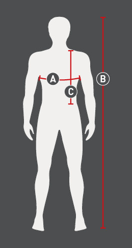 Illustration du guide des tailles pour Gilet airbag équitation Swing